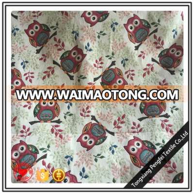 Custom yarn dyed polyester owl cartoon school bag jacquard fabric