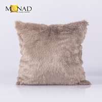 Elegant Chair Throw Pillowcase Plush Mongolian Brown Faux Fur Cushion Cover