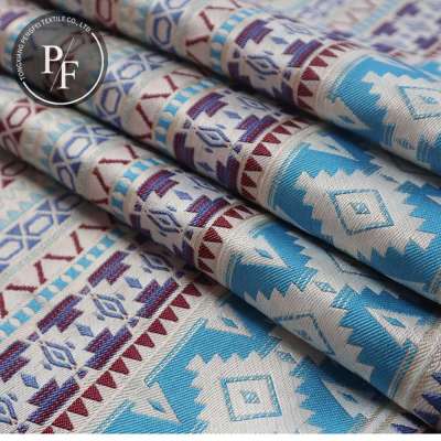 Egyptian ethnic style blue color 100 polyester woven yarn decorative wall hanging fabric