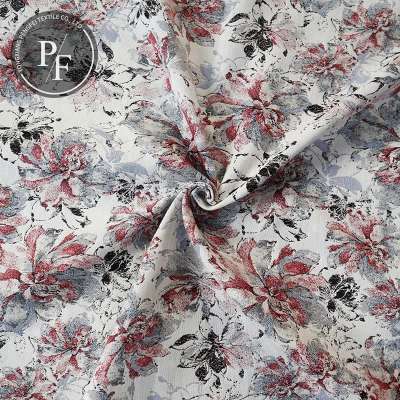 Home textile sofa fabrics japanese style Floral Upholstery Polyester Jacquard Curtain Fabric