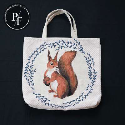 Wholesale reusable bags squirrel animal pattern jacquard recycle shopping cloth bag